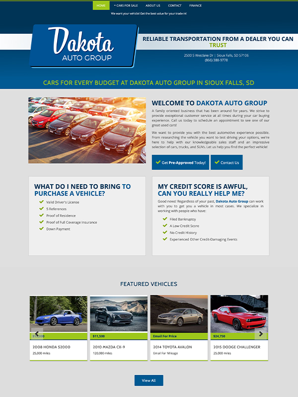 screenshot of automotive template